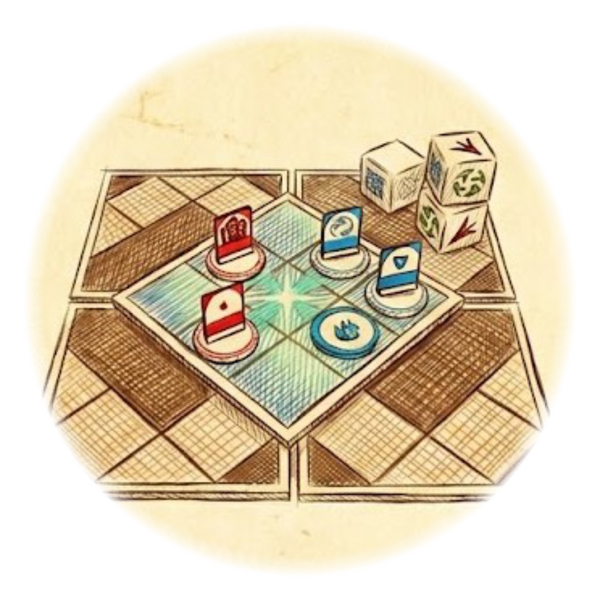 Claiming the Vitae Potentia A detailed sketch of a glowing font tile with character standees fighting for control of the resource.